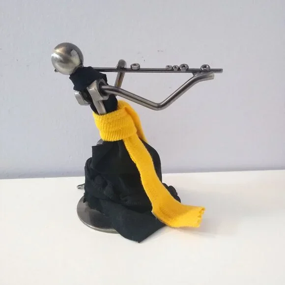 Flute Player Figurine - Metallic, Nuts & Bolts Design - Picture 7 of 8